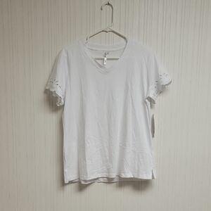 Lulu-b White Eyelet Cap Sleeve Top, Women's Sz Large. New With Tags